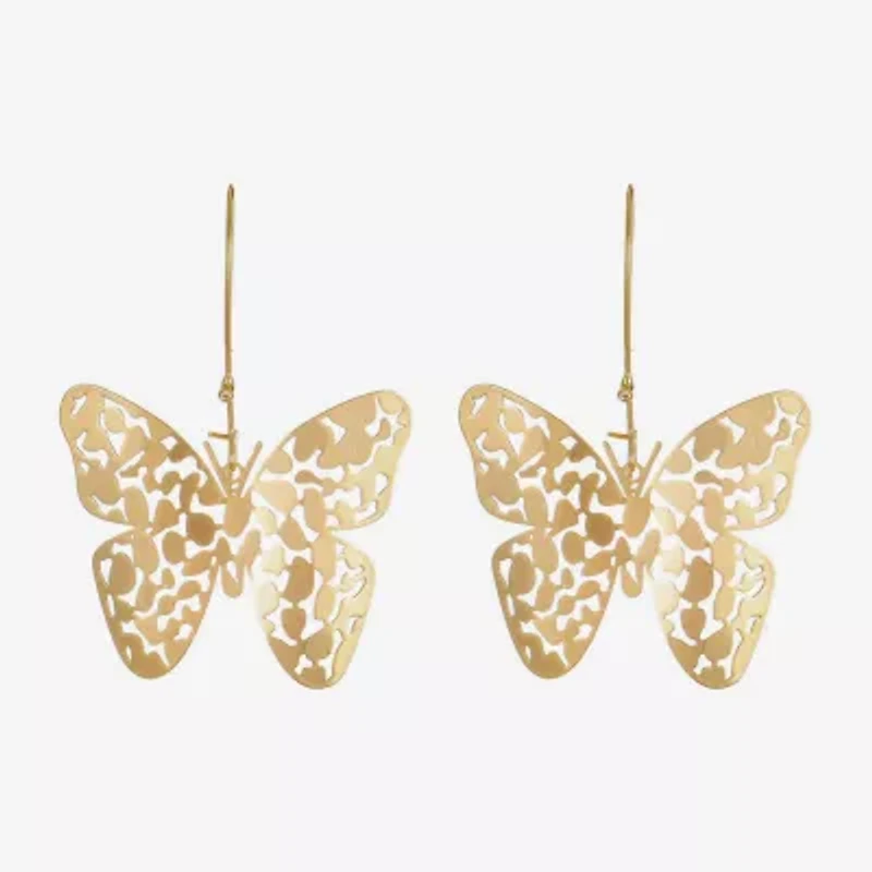 Bijoux Bar Gold Tone Womens Butterfly Drop Earrings