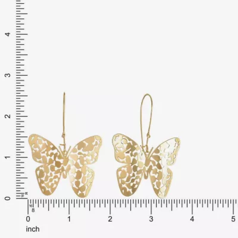 Bijoux Bar Gold Tone Womens Butterfly Drop Earrings