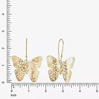 Bijoux Bar Gold Tone Womens Butterfly Drop Earrings