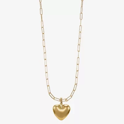 Bijoux Bar Gold Tone Womens Heart 30 Inch Pendant Necklace