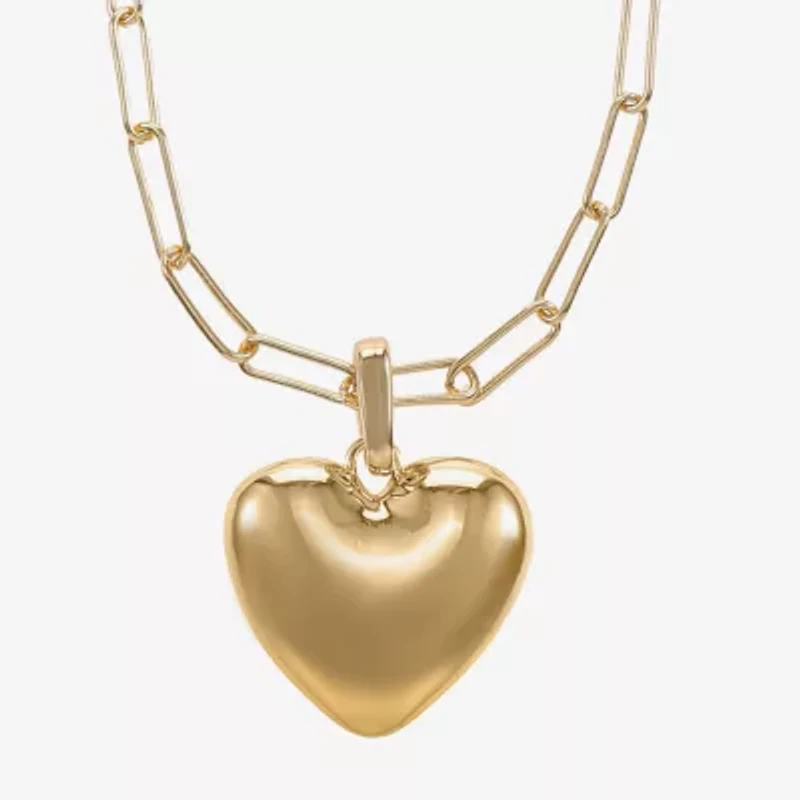 Bijoux Bar Gold Tone Womens Heart 30 Inch Pendant Necklace