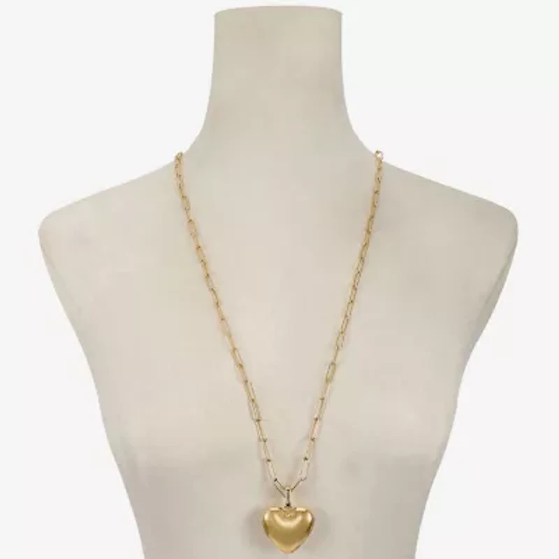 Bijoux Bar Gold Tone Womens Heart 30 Inch Pendant Necklace