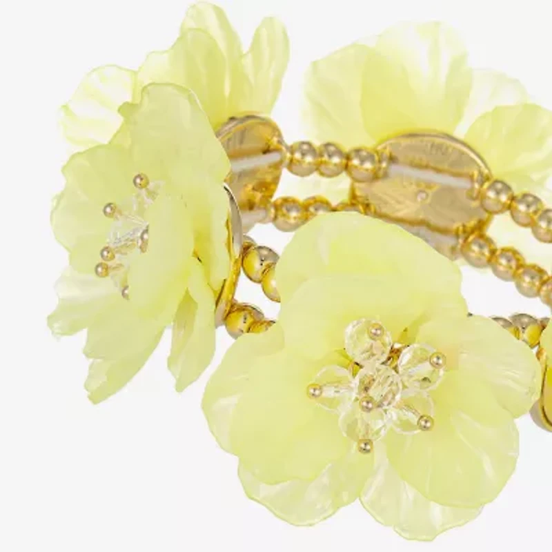 Bijoux Bar Gold Tone Womens Flower Stretch Bracelet