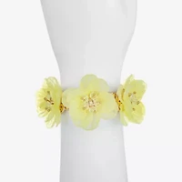 Bijoux Bar Gold Tone Womens Flower Stretch Bracelet