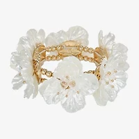 Bijoux Bar Gold Tone Womens Flower Stretch Bracelet