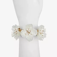 Bijoux Bar Gold Tone Womens Flower Stretch Bracelet