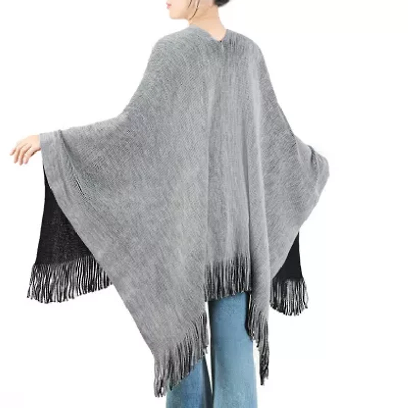 Karla Hanson Rvsb Knit Shawl Womens Poncho