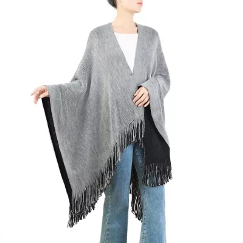 Karla Hanson Rvsb Knit Shawl Womens Poncho