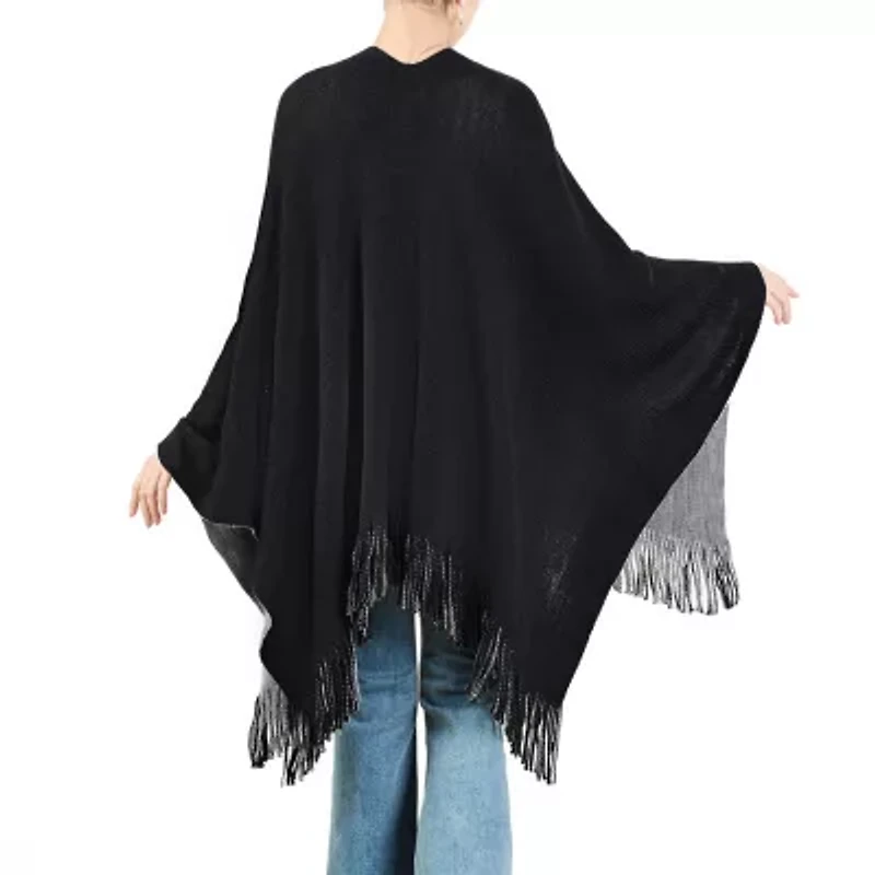 Karla Hanson Rvsb Knit Shawl Womens Poncho