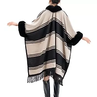 Karla Hanson Soft Ruana Womens Striped Poncho