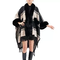 Karla Hanson Soft Ruana Womens Striped Poncho