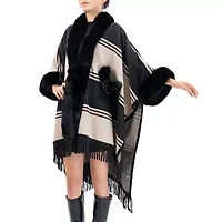 Karla Hanson Soft Ruana Womens Striped Poncho