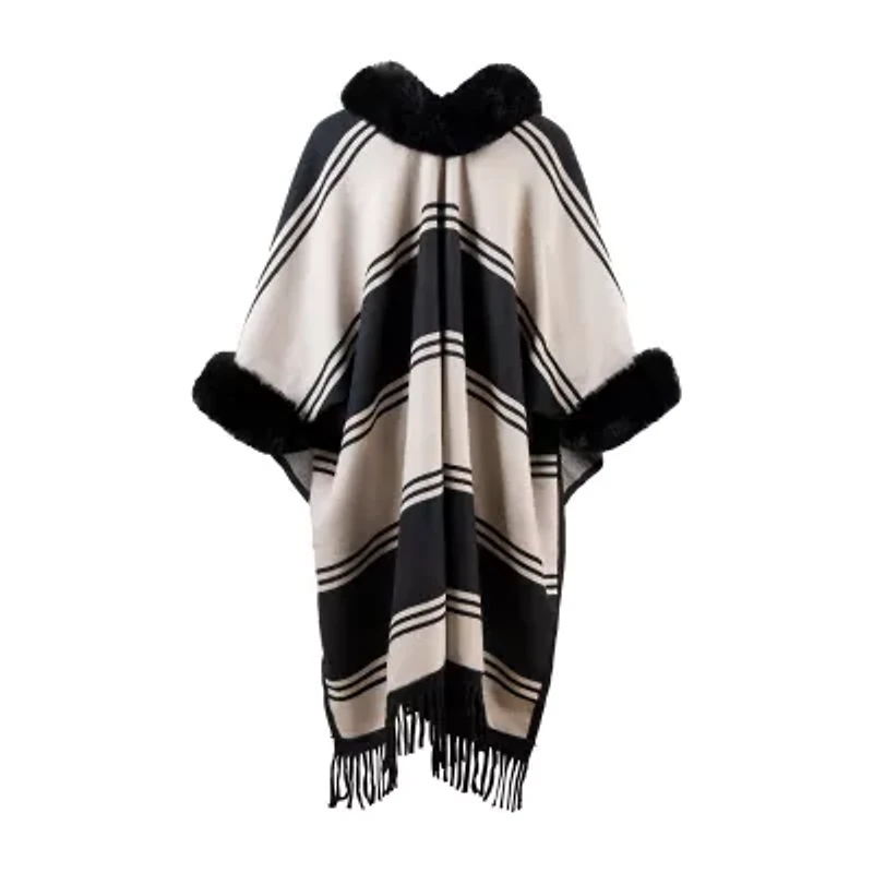 Karla Hanson Soft Ruana Womens Striped Poncho