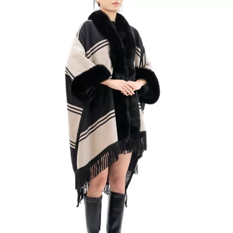 Karla Hanson Soft Ruana Womens Striped Poncho