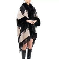 Karla Hanson Soft Ruana Womens Striped Poncho