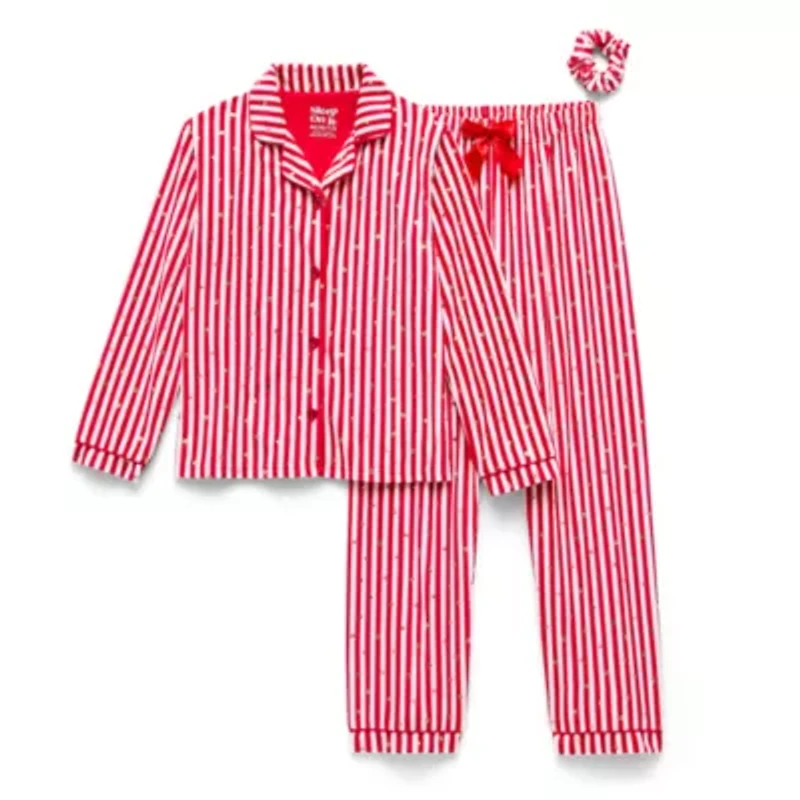Sleep On It Little & Big Kid Girls Velour Long Sleeve 3-pc. Pajama Sets