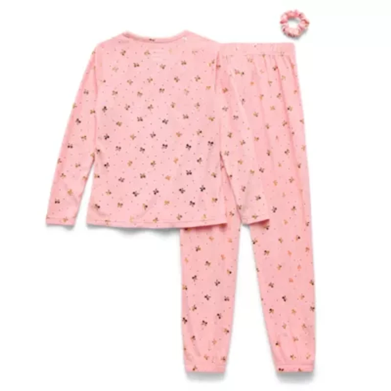 Sleep On It Little & Big Kid Girls Velour Crew Neck Long Sleeve 3-pc. Pajama Sets