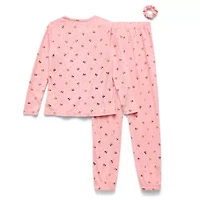 Sleep On It Little & Big Kid Girls Velour Crew Neck Long Sleeve 3-pc. Pajama Sets