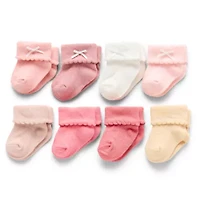 Mini Organics BY NEW YORK Baby Girls 8 Pair Crew Socks