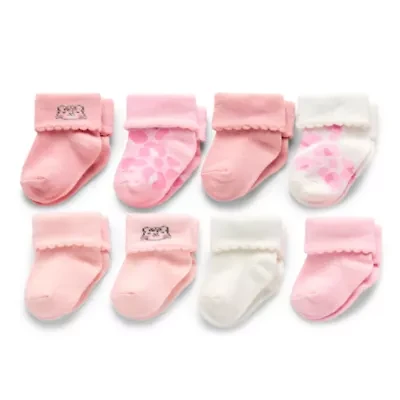 Mini Organics BY NEW YORK Baby Girls 8 Pair Crew Socks