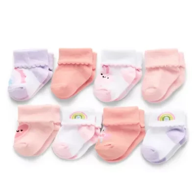 Mini Organics BY NEW YORK Baby Girls 8 Pair Crew Socks