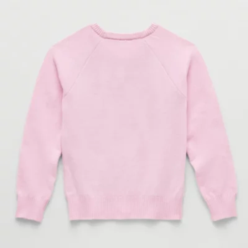 Little & Big Kid Girls Round Neck Long Sleeve Hello Kitty Pullover Sweater