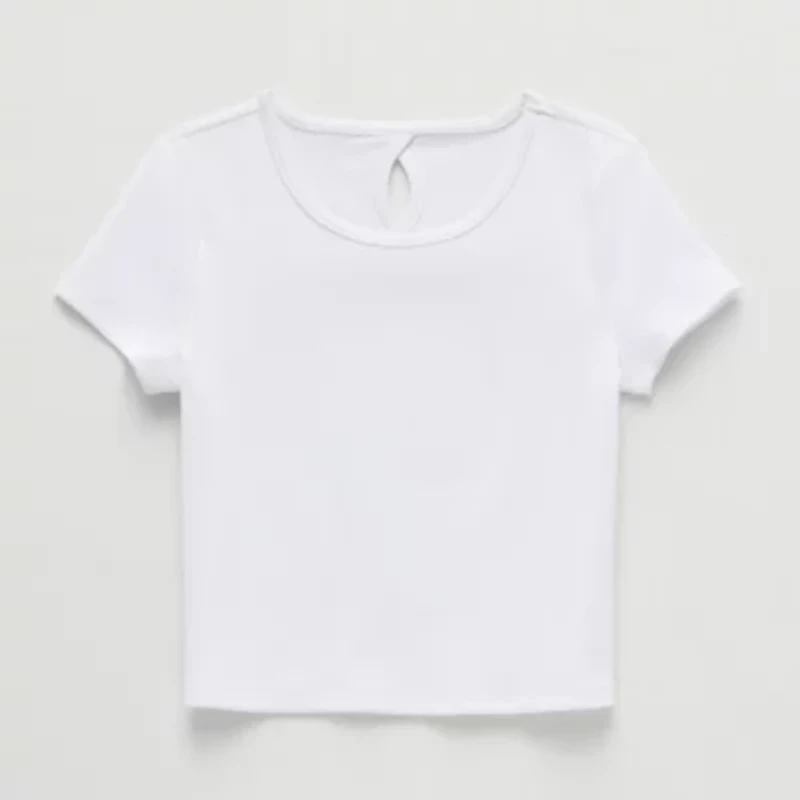 Xersion Rib Little & Big Kid Girls Scoop Neck Short Sleeve Active T-Shirt