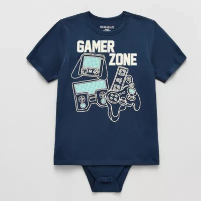 Thereabouts Little & Big Kid Boys Bodysuit Closure Easy-on + Easy-off Adaptive Crew Neck Short Sleeve