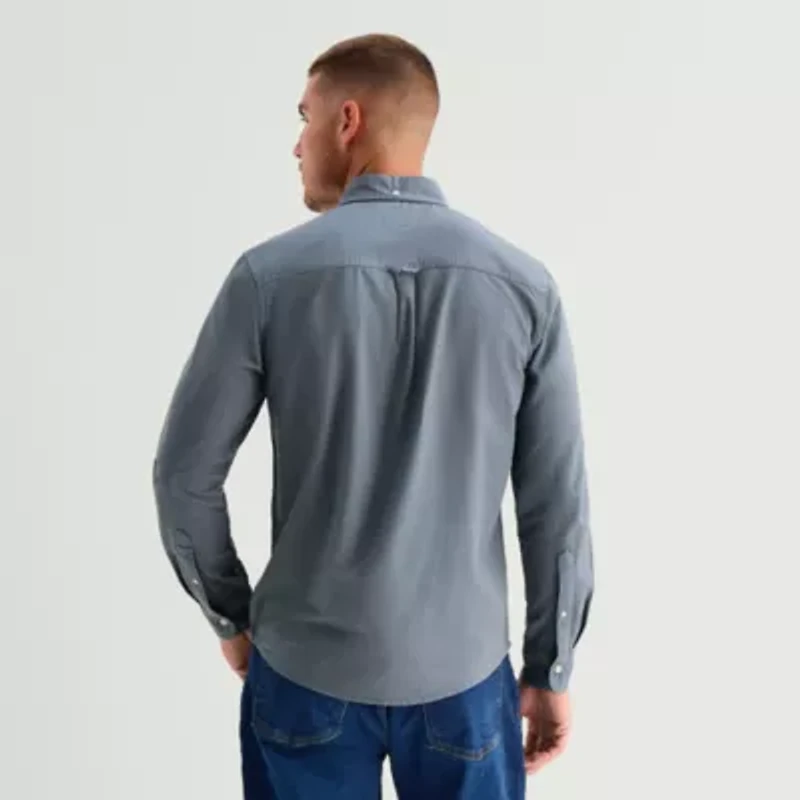 mutual weave Washed Oxford Mens Long Sleeve Classic Fit Button-Down Shirt