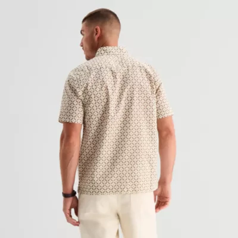 mutual weave Mens Short Sleeve Classic Fit Button-Down Shirt