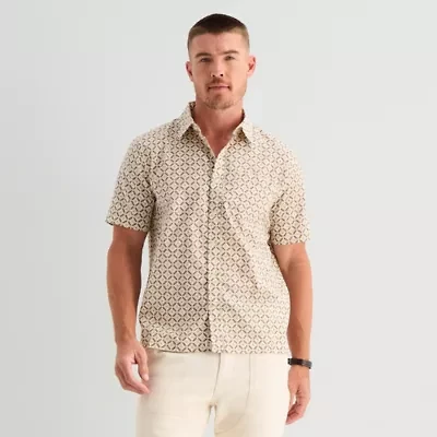 mutual weave Mens Short Sleeve Classic Fit Button-Down Shirt