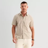 mutual weave Mens Short Sleeve Classic Fit Button-Down Shirt