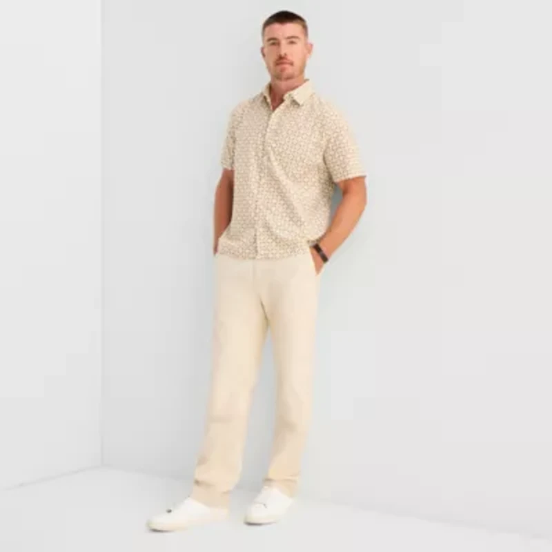 mutual weave Mens Short Sleeve Classic Fit Button-Down Shirt