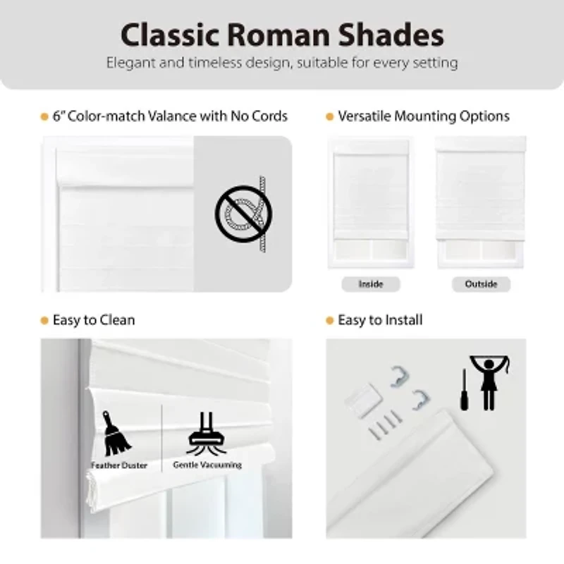 Dover Cordless Room Darkening Roman Shade