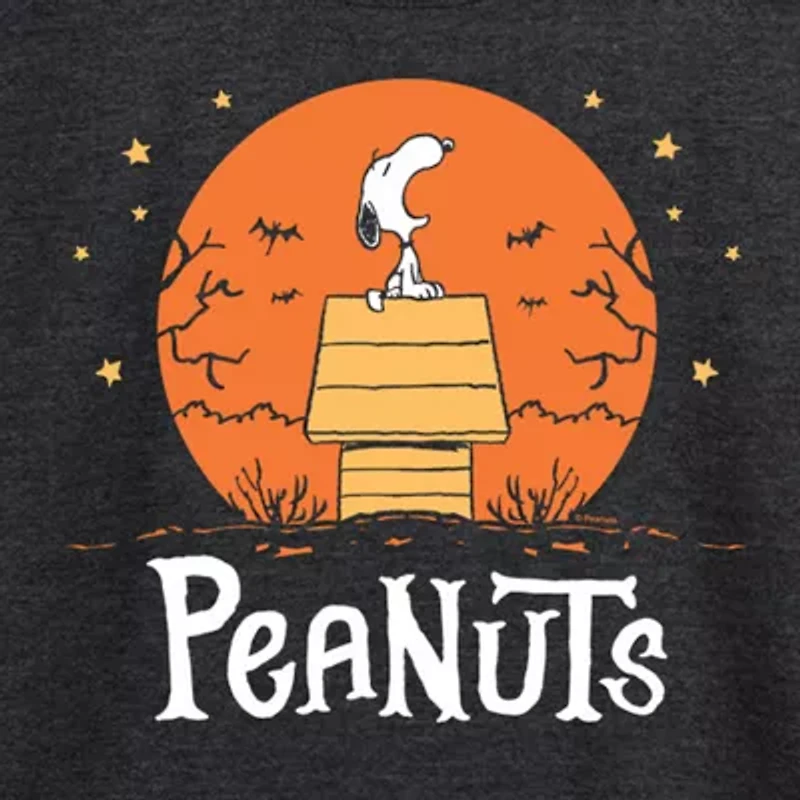 Womens Boat Neck Long Sleeve Regular Fit Snoopy Graphic T-Shirt