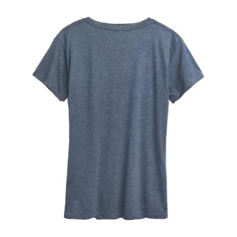 Snoopy Heart Womens Crew Neck Short Sleeve Regular Fit Graphic T-Shirt