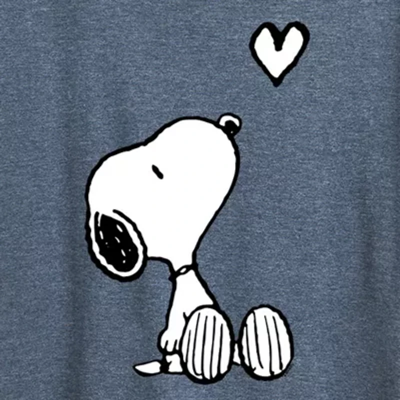 Snoopy Heart Womens Crew Neck Short Sleeve Regular Fit Graphic T-Shirt