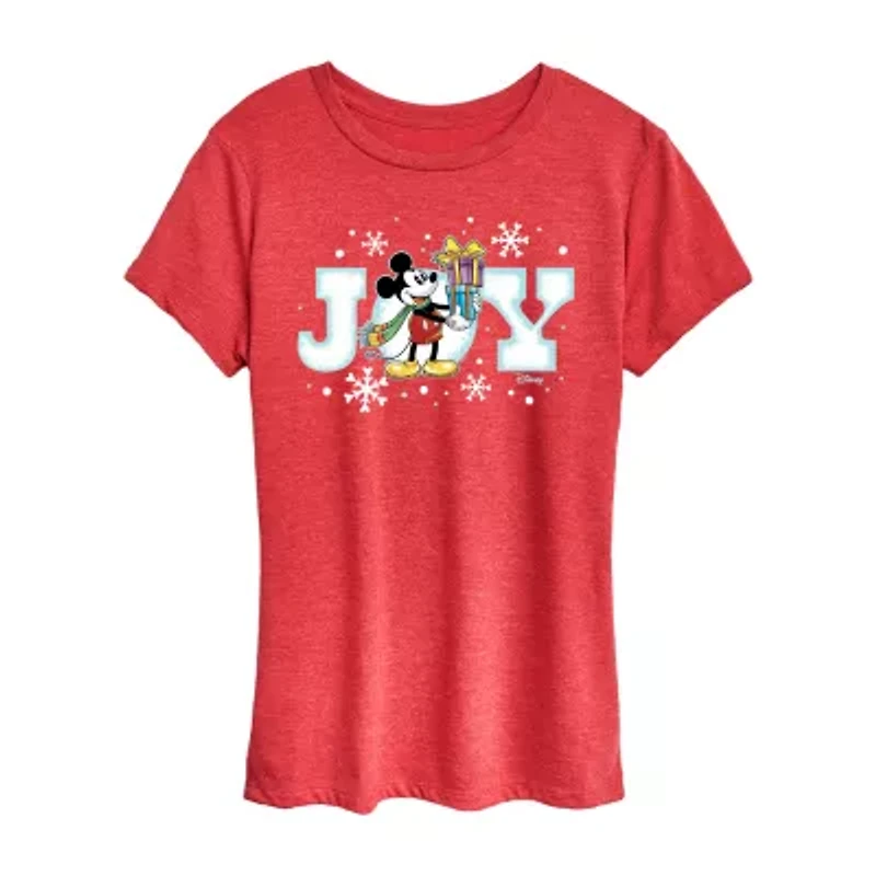 Womens Crew Neck Short Sleeve Regular Fit Mickey and Friends Graphic T-Shirt