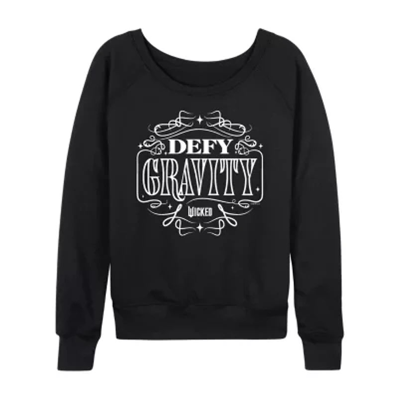 Wicked Defy Gravity Womens Round Neck Long Sleeve Regular Fit Graphic T-Shirt