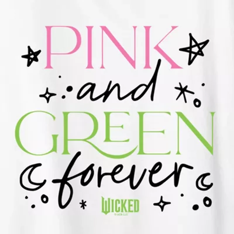 Wicked Pink And Green Womens Crew Neck Short Sleeve Regular Fit Graphic T-Shirt