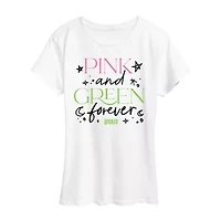 Wicked Pink And Green Womens Crew Neck Short Sleeve Regular Fit Graphic T-Shirt
