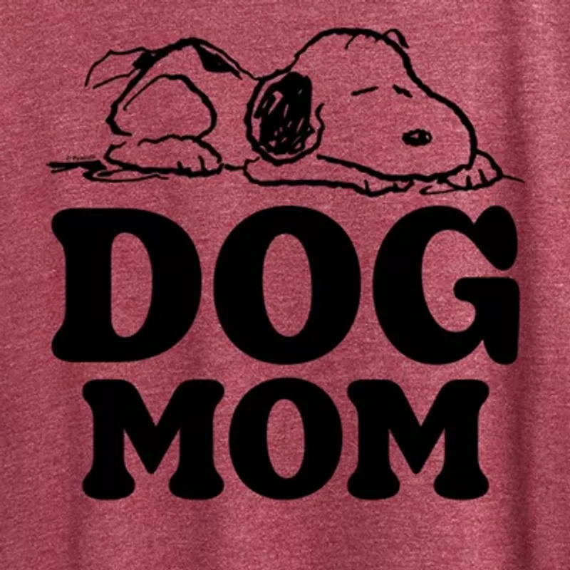 Snoopy Dog Mom Womens Crew Neck Short Sleeve Regular Fit Graphic T-Shirt