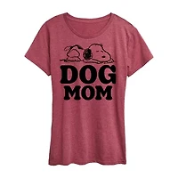 Snoopy Dog Mom Womens Crew Neck Short Sleeve Regular Fit Graphic T-Shirt