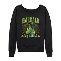 Womens Boat Neck Long Sleeve Regular Fit Wicked Graphic T-Shirt