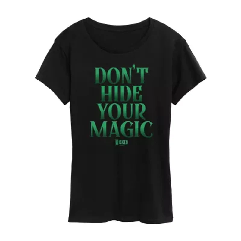 Womens Crew Neck Short Sleeve Regular Fit Wicked Graphic T-Shirt