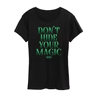 Womens Crew Neck Short Sleeve Regular Fit Wicked Graphic T-Shirt