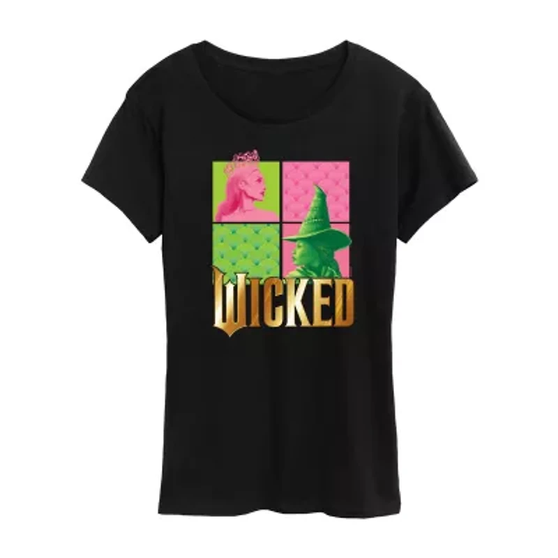 Womens Crew Neck Short Sleeve Regular Fit Wicked Graphic T-Shirt