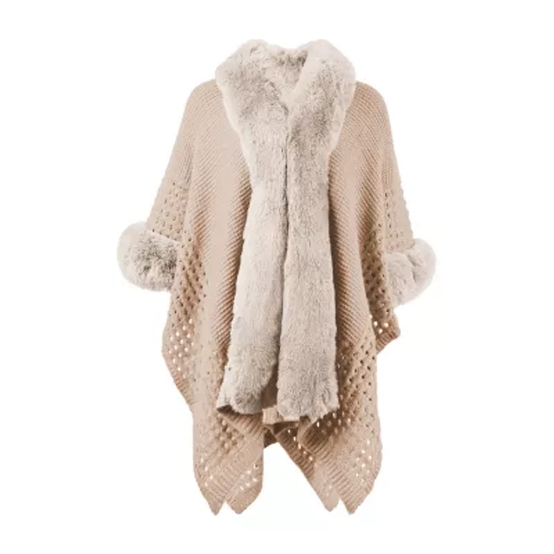 Karla Hanson Knit Ruana Womens Poncho