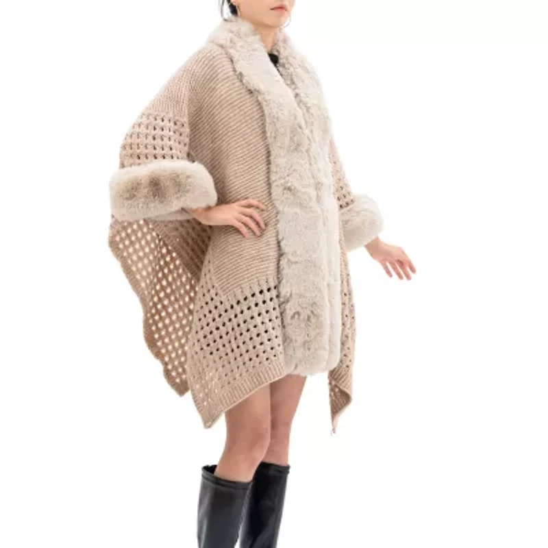 Karla Hanson Knit Ruana Womens Poncho