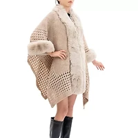 Karla Hanson Knit Ruana Womens Poncho